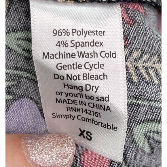 NEW Lularoe Sz XS Carly Black Floral Print A Line Shift Dress Purple Pink Blue - Picture 5 of 5